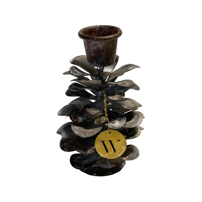 Zinc Pinecone Candle Taper Holder