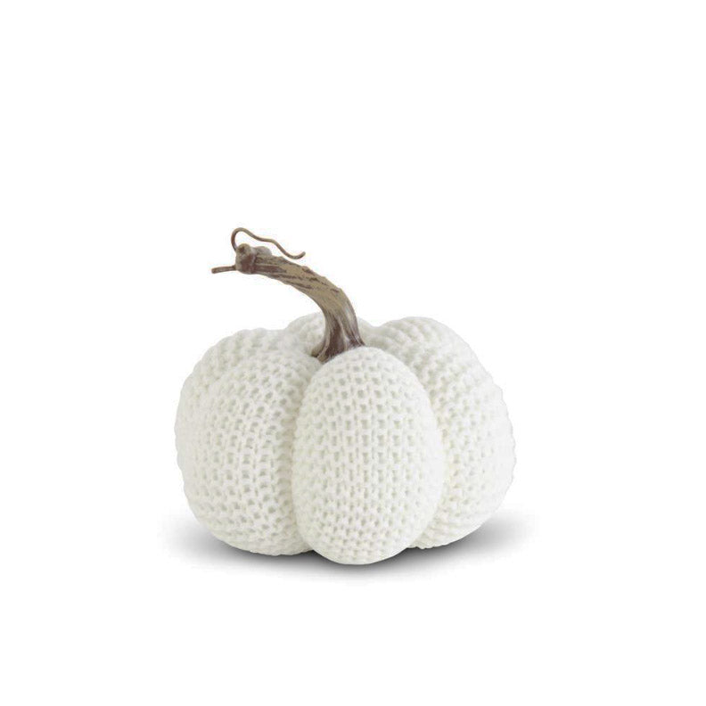 Medium Knitted Pumpkin - White