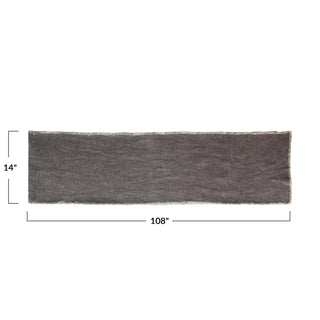 Charcoal 108" Linen Blend Table Runner