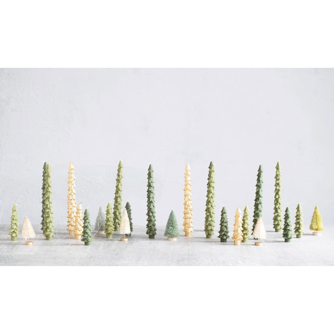 Set of 2 Tree Shaped Candles Tapers - Evergreen