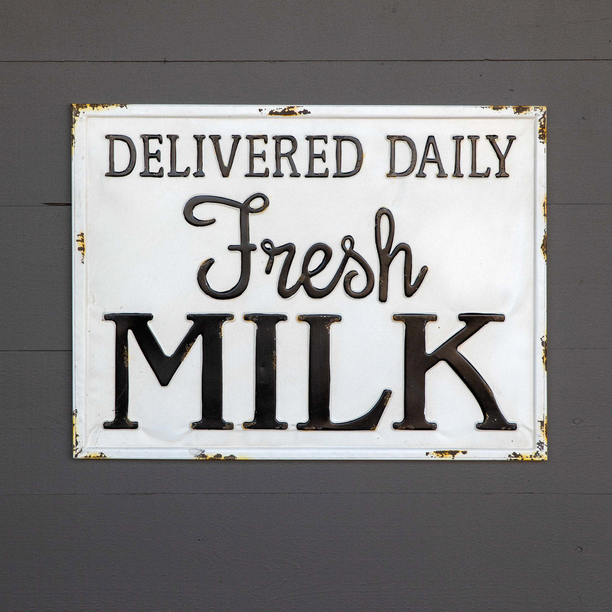 24" Fresh Milk Metal Wall Sign