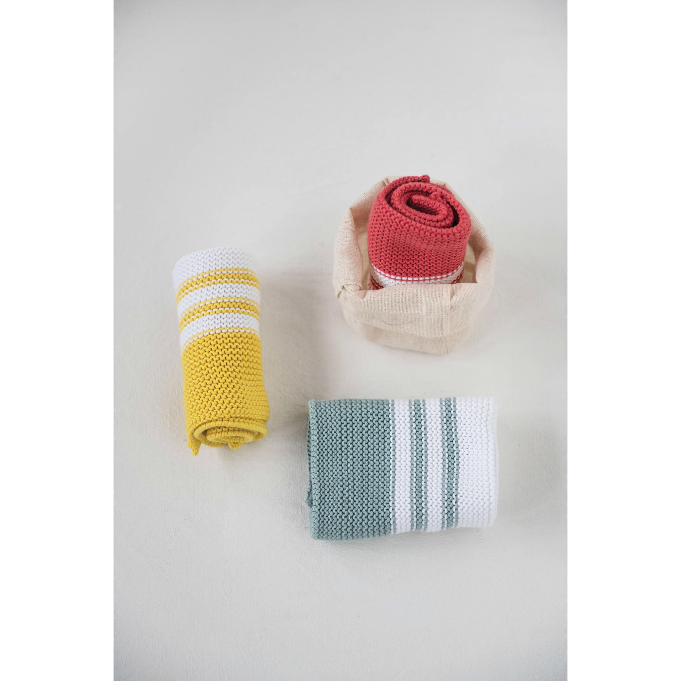 Set of 3 Dish Cloths in Cotton Bag