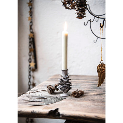 Zinc Pinecone Candle Taper Holder