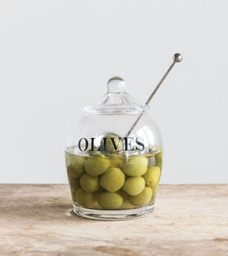 Glass Olive Jar and Spoon