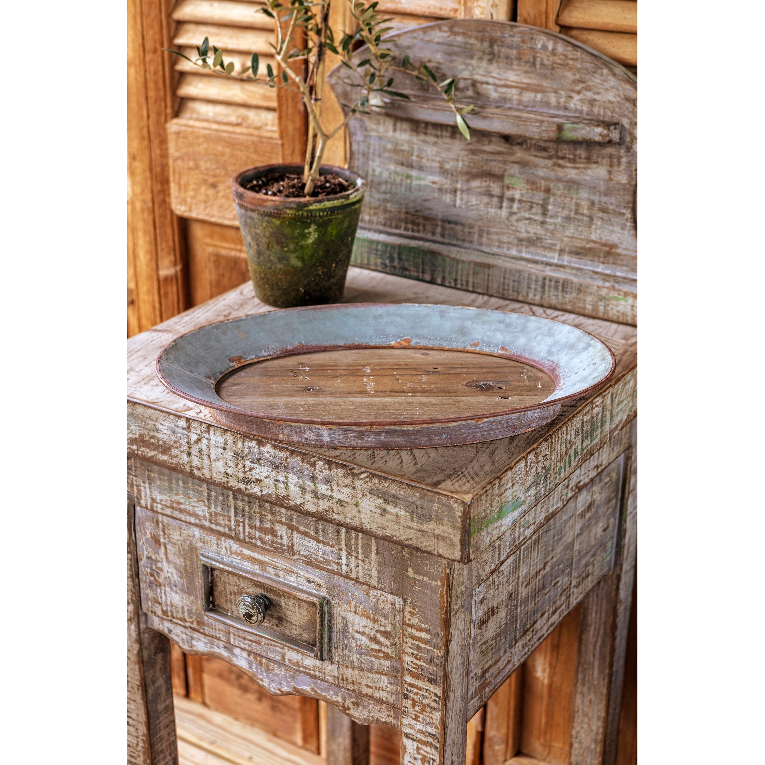 Rustic Oval Tray Cotton & Crete