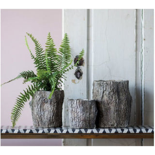 Small Faux Bois Log Concrete Planter