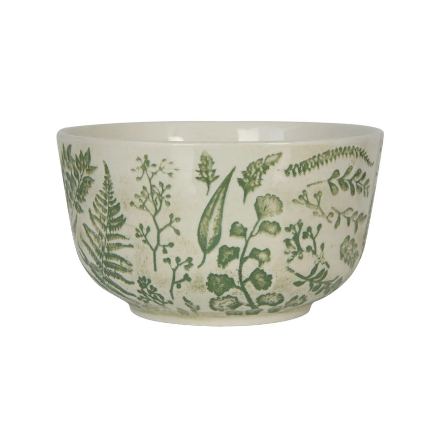 Hand Stamped Botanical Design Bowl