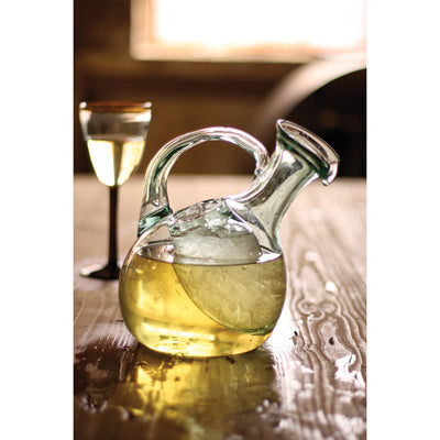 Hand Blown Recycled Glass Wine Decanter with Ice Pocket