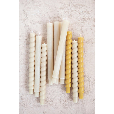 Set of 12 Unscented Powder Finished Taper Candles - Ivory