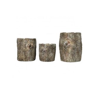 Small Faux Bois Log Concrete Planter