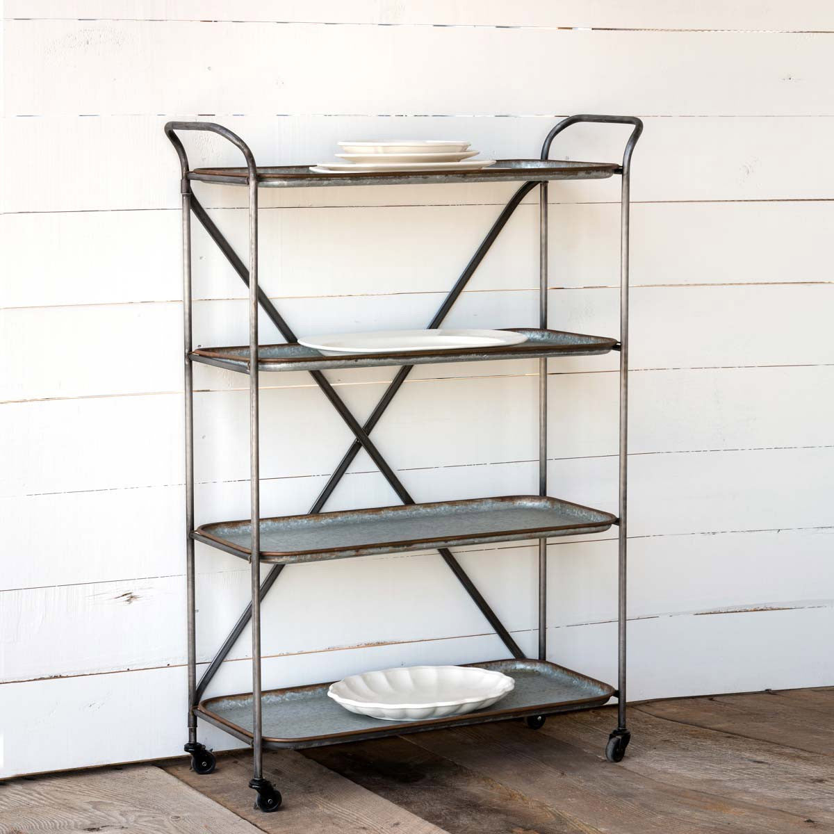 Industrial Style Bakery Cart with Removable Trays
