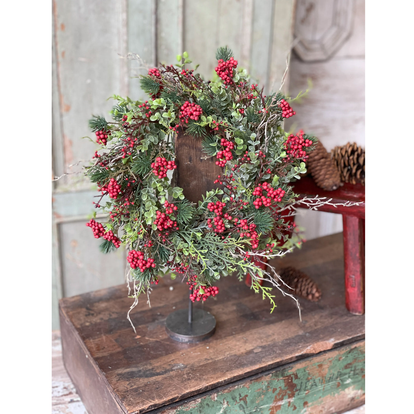 Briar Berry Candle Ring Wreath - Red