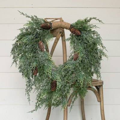 28" Cedar and Cones Wreath