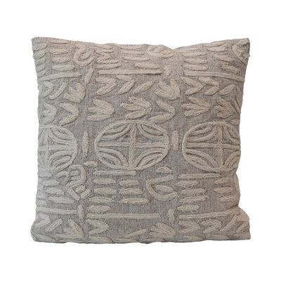20" Beige Cotton and Jute Pillow
