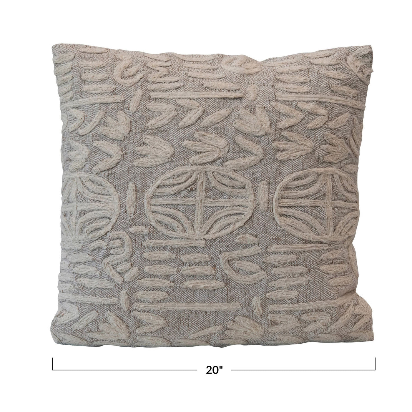 20" Beige Cotton and Jute Pillow