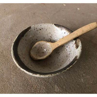 Gina DeSantis Ceramics Handmade Luna Spoon and Spice Bowl Set