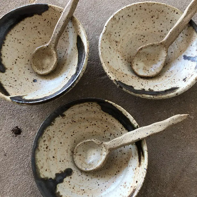 Gina DeSantis Ceramics Handmade Luna Spoon and Spice Bowl Set