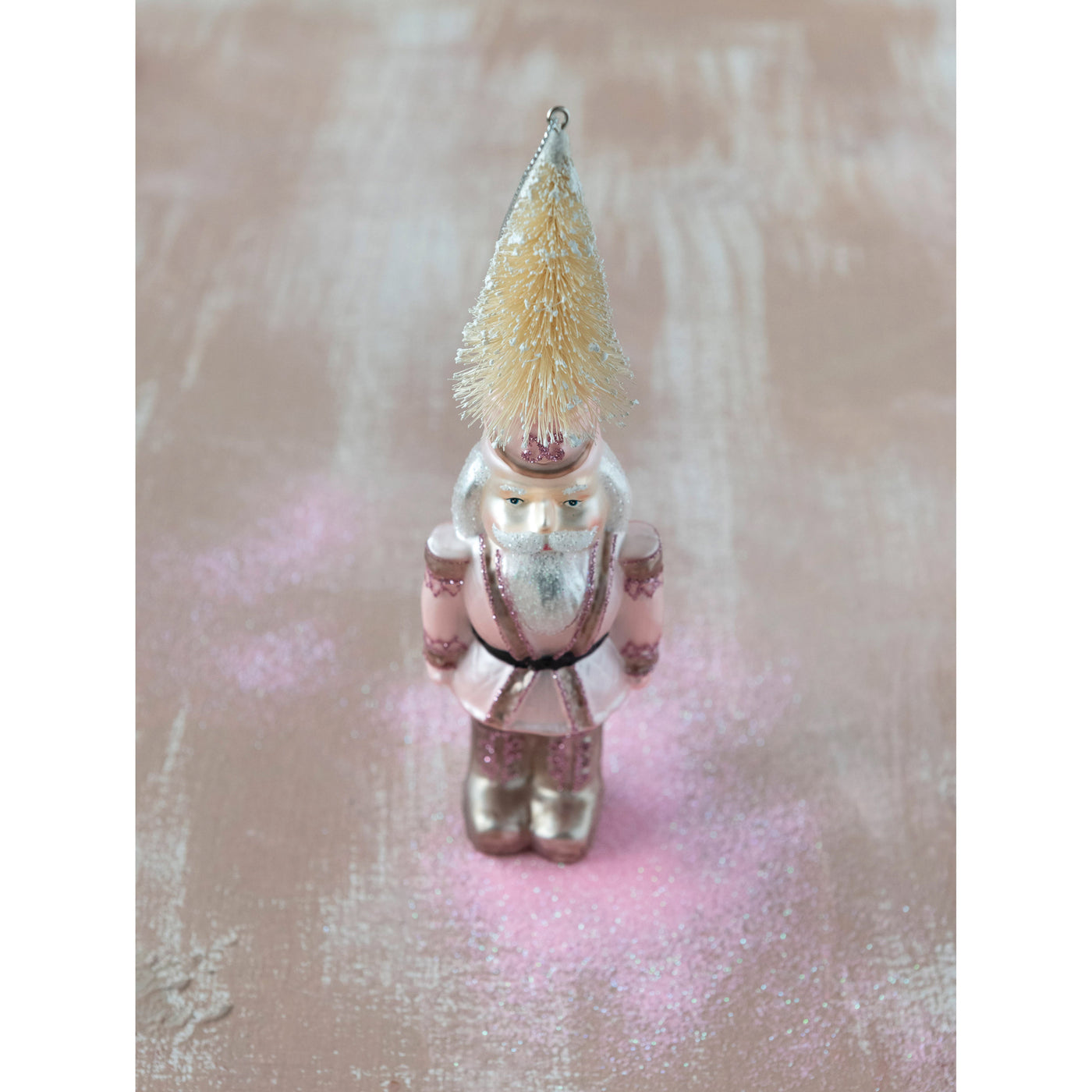 Pink Hand Painted Glass Nutcracker Ornament