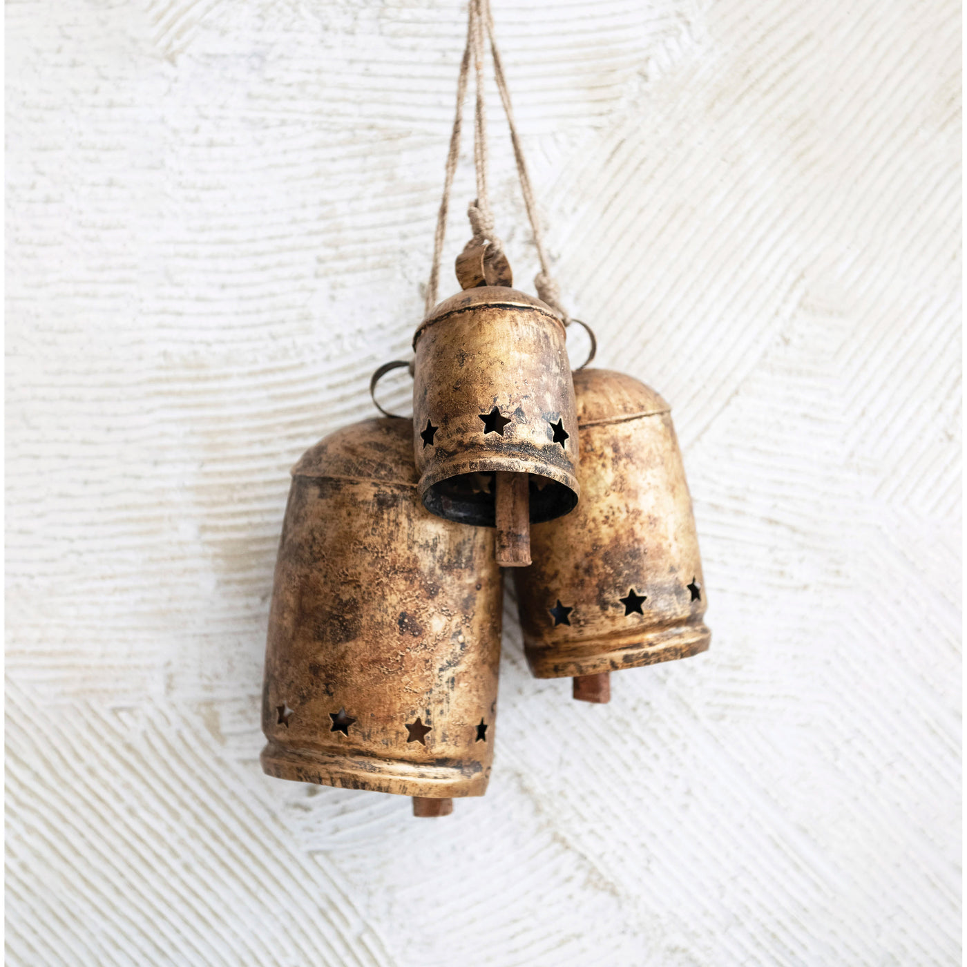 Set of 3 Large Metal Bells With Star