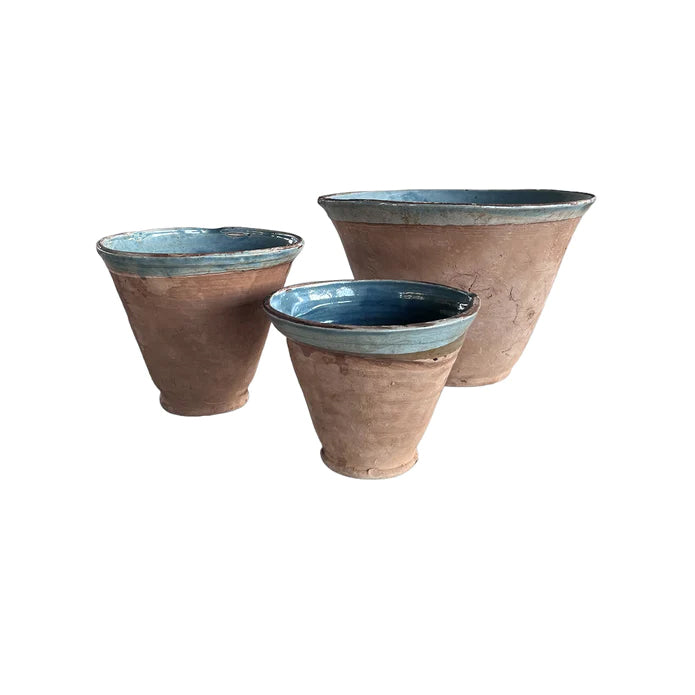 Set of 3 Handmade Mediterranean Crafted Bowls - Blue