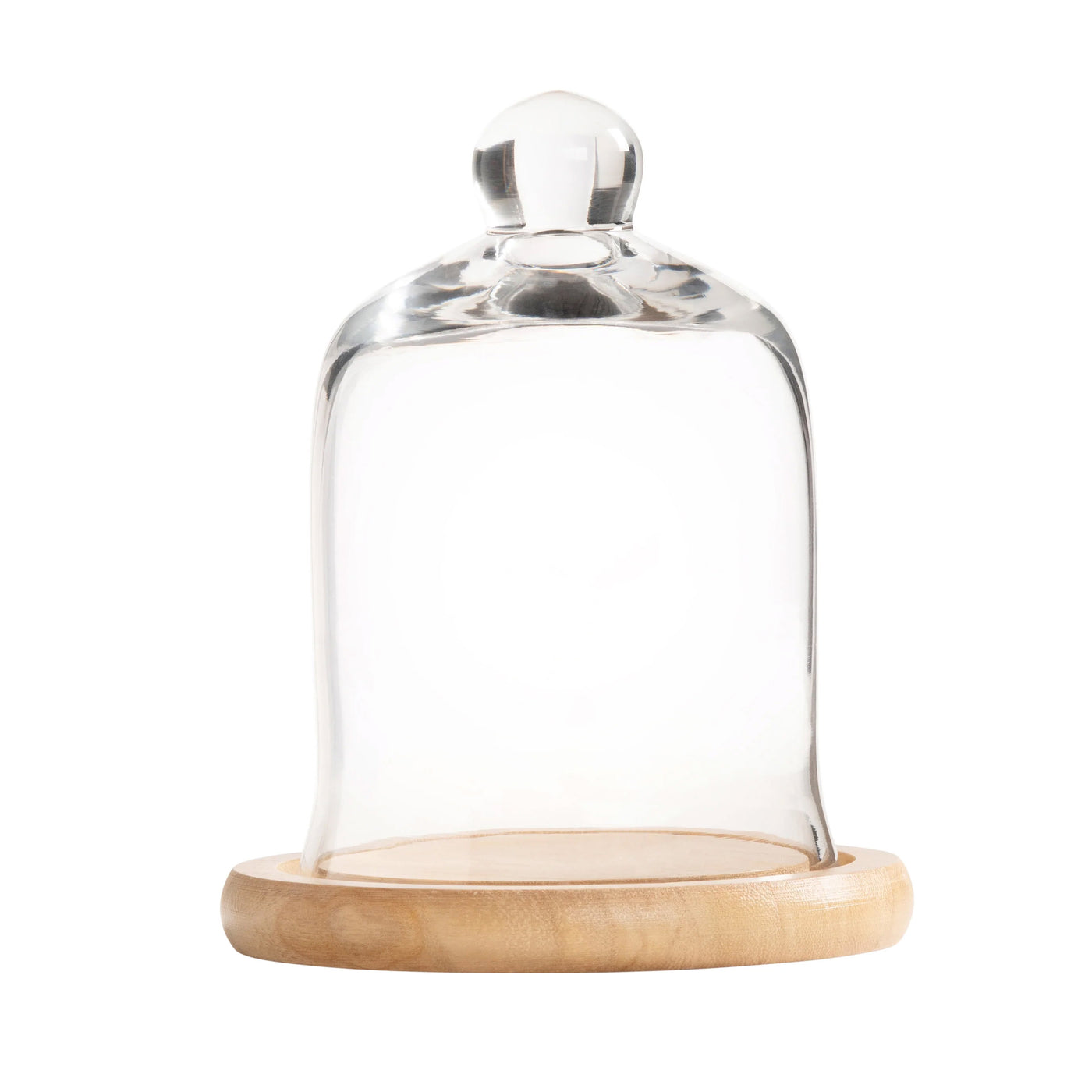 Glass Candle Cloche with Wooden Base