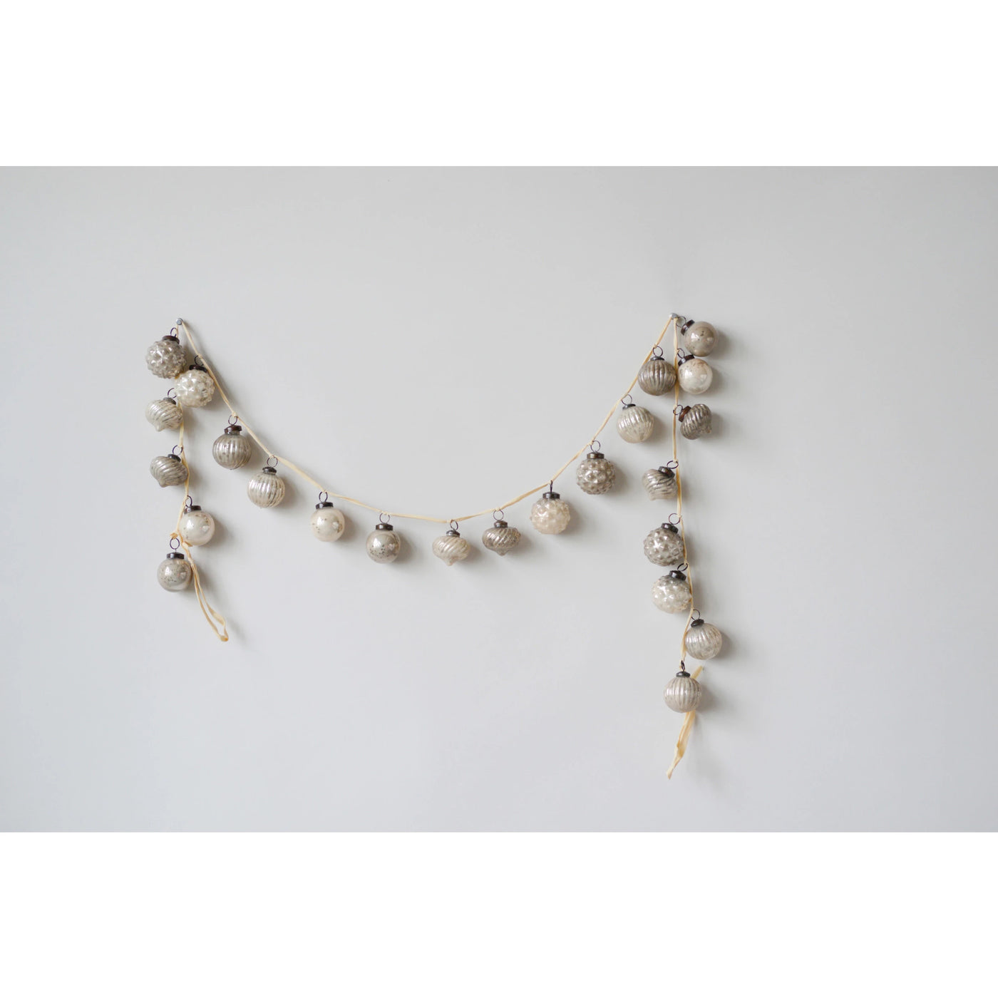 Ivory and Silver Mercury Glass Ornament Garland