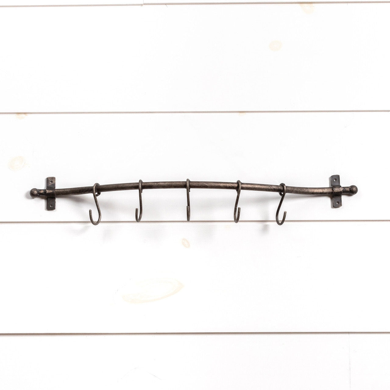 Grey Metal Curved Rack with 5 Hooks