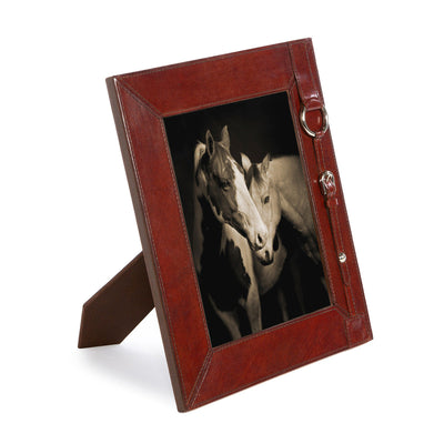 Equestrian Strap Leather Photo Frame Holds 8x10 Photo