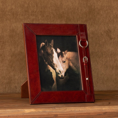 Equestrian Strap Leather Photo Frame Holds 8x10 Photo
