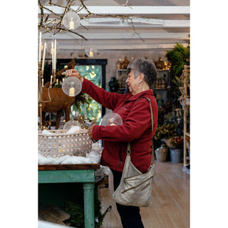 Textured Glass Ball with Flickering Candle - Choose Size