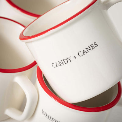 Set of 4 Red and White Holiday Mugs