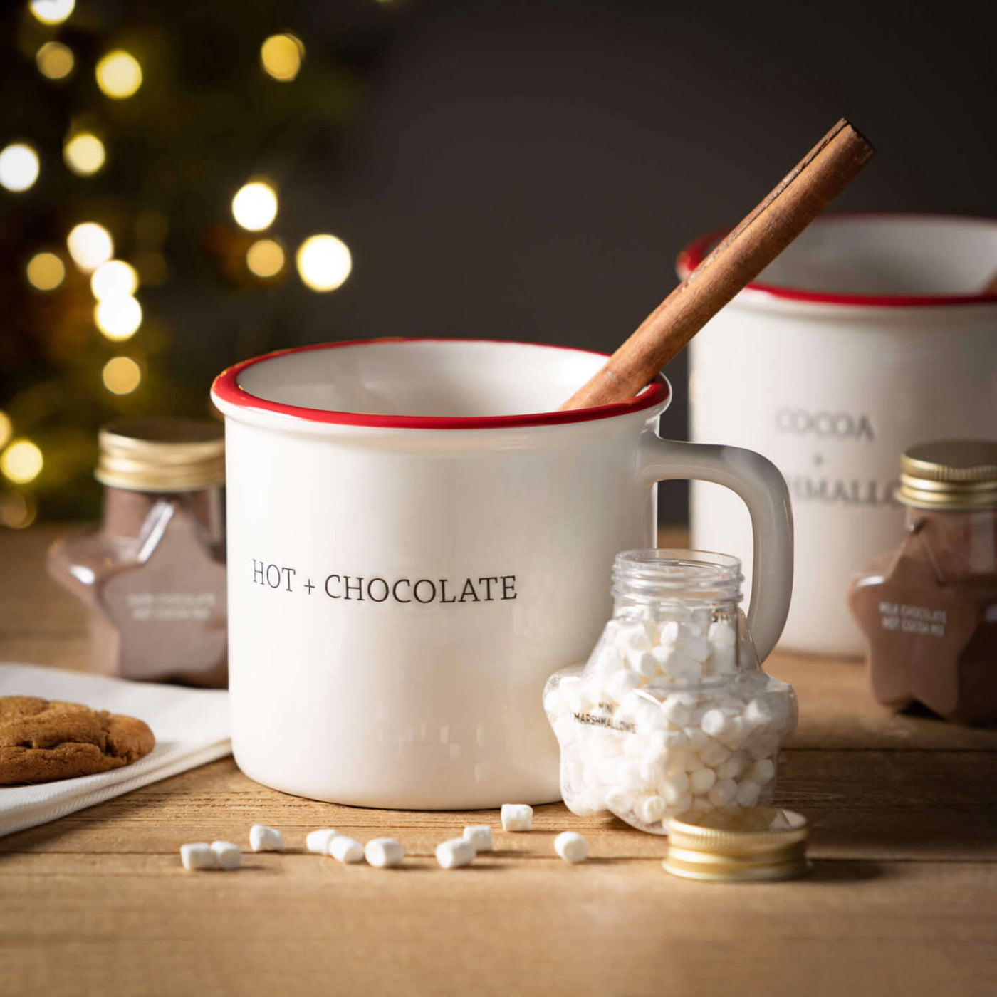 Set of 4 Red and White Holiday Mugs