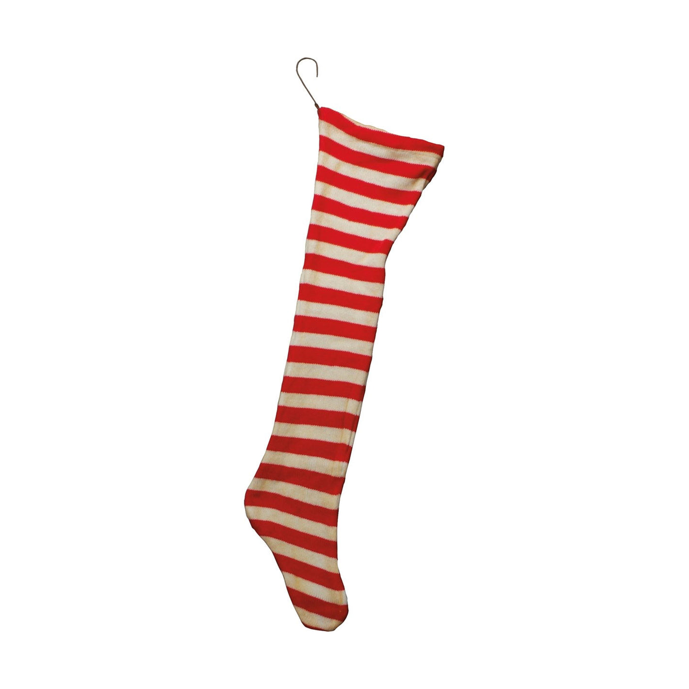 30" Primitive Red and White Christmas Stocking