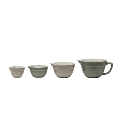 Set of 4 Shades of Grey Batter Bowl Measuring Cups