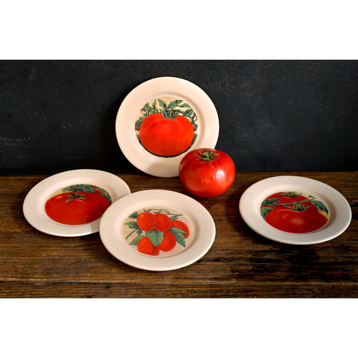 Set 4 of Vintage Inspired Tomato Plates