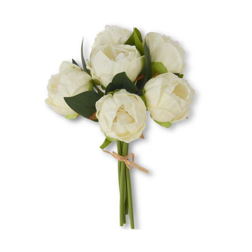 12" Real Touch Peony Bundle - White
