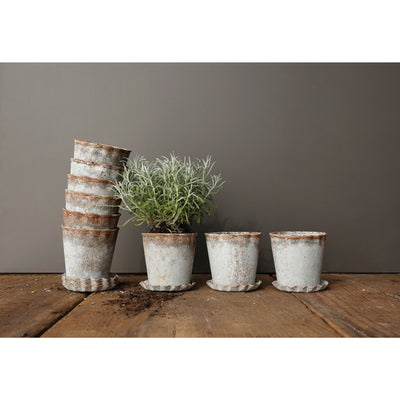 Distressed Zinc Planter with Saucer - More Coming Soon!