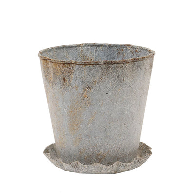 Distressed Zinc Planter with Saucer - More Coming Soon!